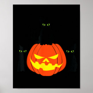 Griezelige Zwarte Kat Halloween Pompoen Katten Jac Poster