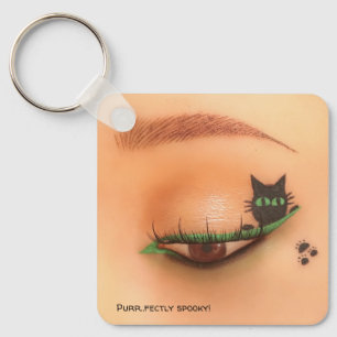 Griezelige Zwarte Kat Halloween Sleutelhanger