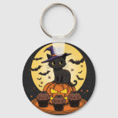 Griezelige Zwarte Kat Halloween Sleutelhanger – Sc (Achterkant)