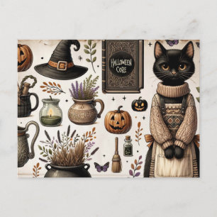Griezelige Zwarte Kat Junk Journal Gelukkig Hallow Briefkaart