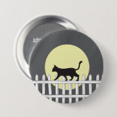 Griezelige Zwarte Kat op Hek Button (Voorkant /achterkant)