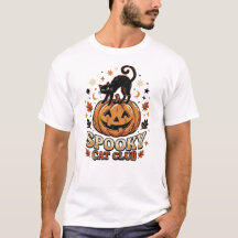 Griezelige Zwarte Kat Retro Groovy Halloween Grafi