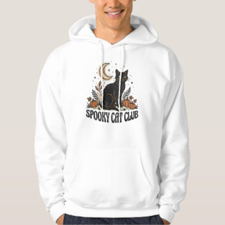 Griezelige Zwarte Kat Vintage 70s Herfst Halloween Hoodie