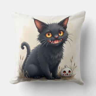 Griezelige Zwarte Kat Worp Kussen