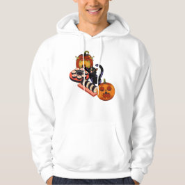 Griezelige Zwarte Kat's Halloween Sushi Feest Hoodie