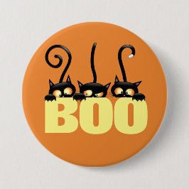 Griezelige Zwarte Katten Knop Ronde Button 7,6 Cm