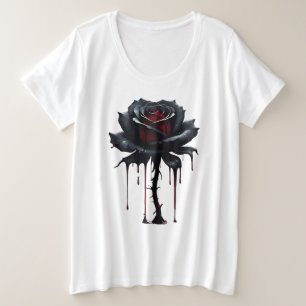 Griezelige zwarte roos wit grote maat t-shirt