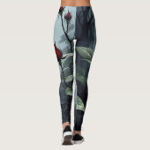 Griezelige zwarte roos wit leggings (Achterkant)