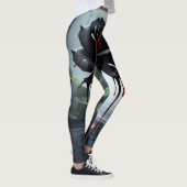 Griezelige zwarte roos wit leggings (Rechts)