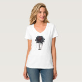 Griezelige zwarte roos wit t-shirt (Voorkant volledig)