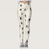 Griezelige Zwarte Spinnen Leggings (Voorkant)