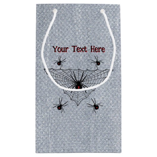 griezelige zwarte weduwe spinnen in web rustiek wi klein cadeauzakje (Achterkant)