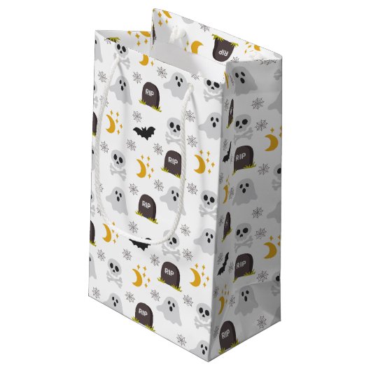 Griezelige Zwarte & Witte Halloween Cadeautas (Achterkant Gekanteld)