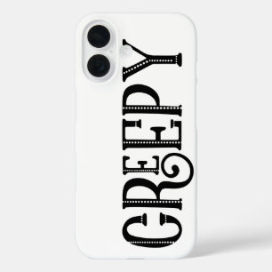 GRIEZELIGE Zwarte Witte Whimsical Vintage Typograf iPhone 16 Hoesje