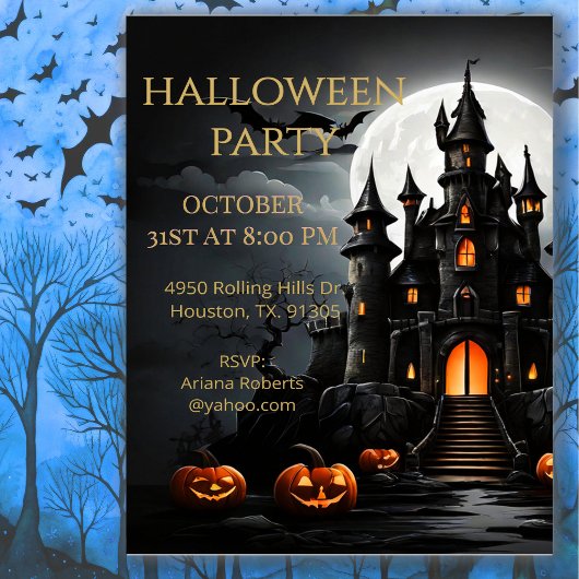 Griezelkasteel Halloweenfeest Kaart