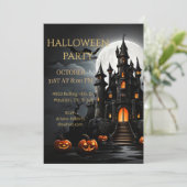 Griezelkasteel Halloweenfeest Kaart (Staand voorkant)