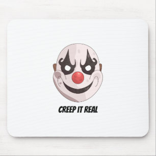Griezels echt griezelig clown masker Halloween gra Muismat
