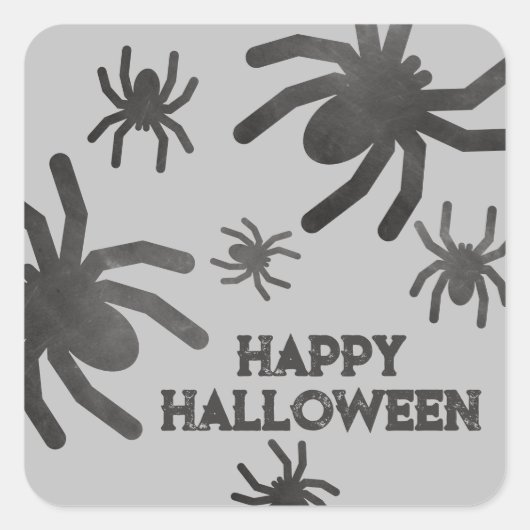Griezels Spin Happy Halloween Vierkante Sticker (Voorkant)