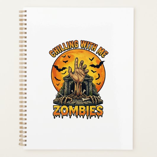 Griezende zombies hand grafsteen volle maan vleerm planner (Voorkant)