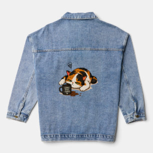 Griezige Calico Kat - Coffee sprak Denim Jacket