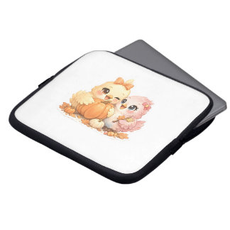 Griezige Cute Vogels Pompoen Laptop Hoes