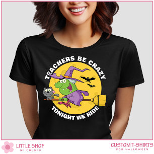 Griezige Heks op Bezemsteel Leraar Halloween T-shirt