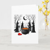 Griezige Heksen Halloween Kaart (Gele Bloem)