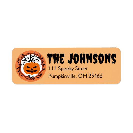 Griezige Pompoen Halloween Retouradres Labels (Voorkant)