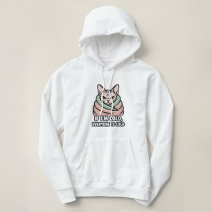Griezige Sphynx Kat Koude Humor Cartooneske Kunst Hoodie