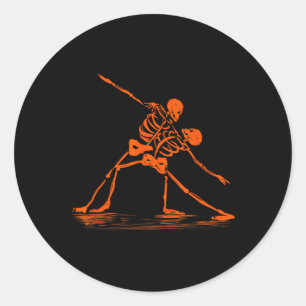 Griezige Spooktober Dansende Skeletten Meme Ronde Sticker