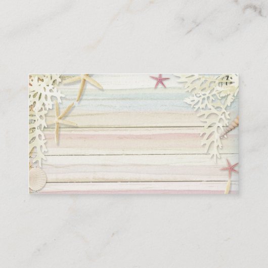 Griffie Tropical Beach Seashell Baby shower Informatiekaartje (Achterkant)