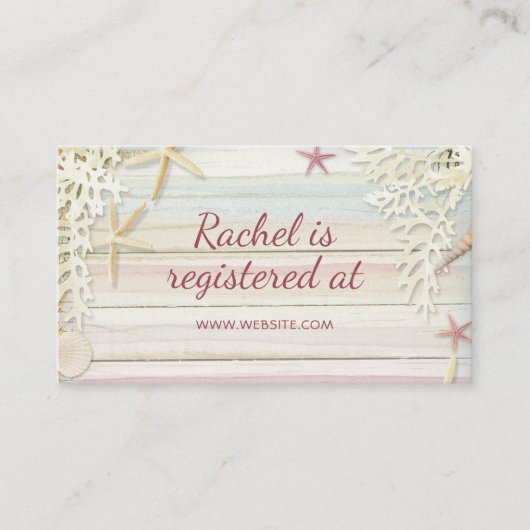 Griffie Tropical Beach Seashell Baby shower Informatiekaartje (Voorkant)
