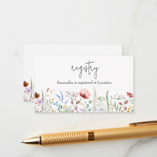 Griffie Wildbloem Baby shower Informatiekaartje (Voorkant / Achterkant in situ)