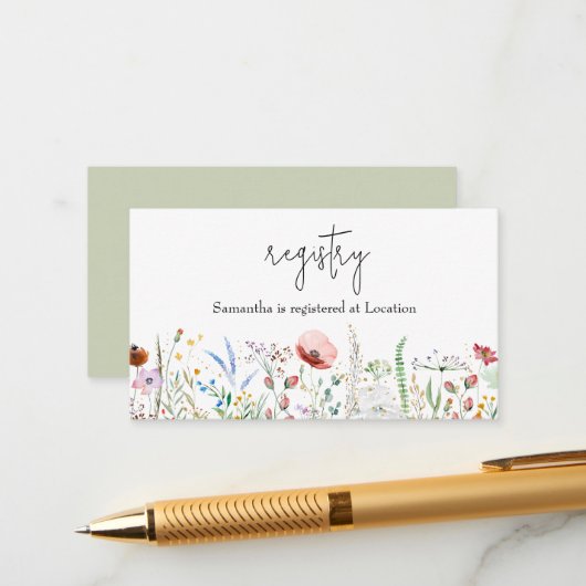 Griffie Wildbloem Baby shower Informatiekaartje (Voorkant / Achterkant in situ)