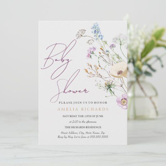 griffig Baby shower van wilde bloem Kaart (Staand voorkant)