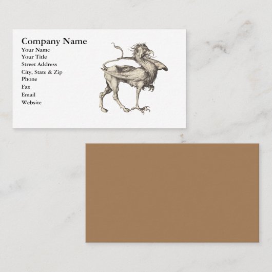 Griffin 15e eeuw middeleeuwse graving visitekaartje (Voorkant / Achterkant)