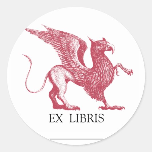 Griffin Bookplate Ronde Sticker (Voorkant)