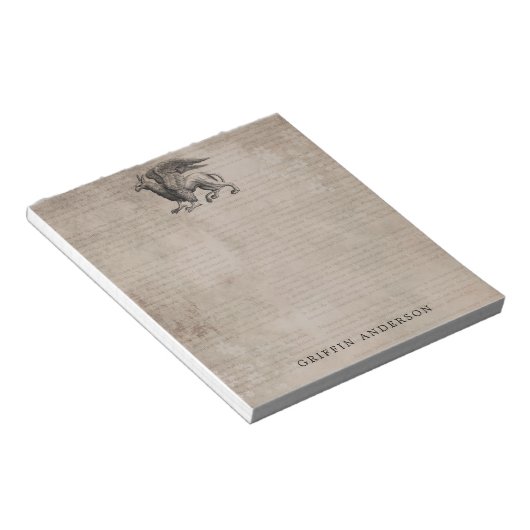 Griffin Creature  met naam Notitieblok (Schuin)
