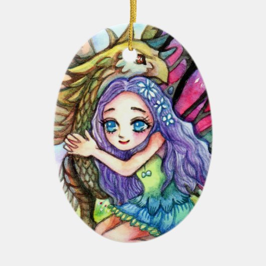 Griffin en Fairy Keramisch Ornament (Voorkant)