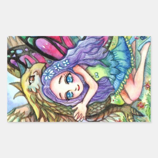 Griffin en Fairy Rechthoekige Sticker (Voorkant)