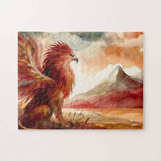 Griffin en Mountain Waterverf Art Legpuzzel (Horizontaal)