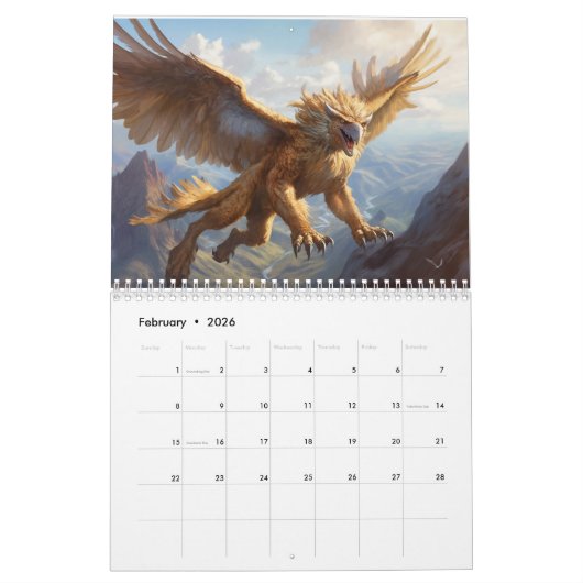 Griffin Fantasy Dier Kalender (Feb 2026)