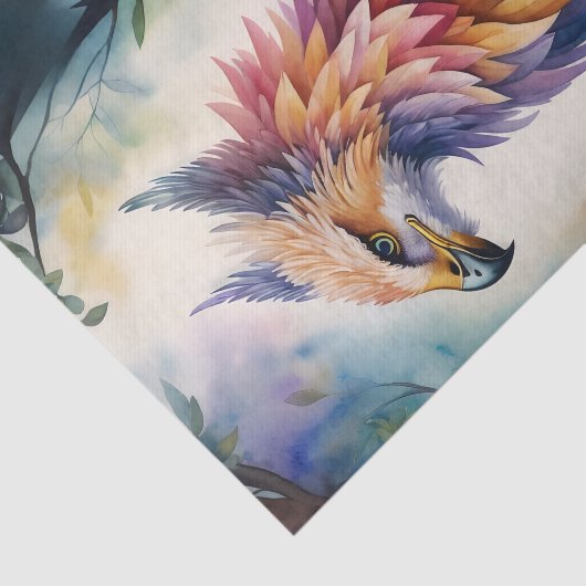 Griffin Forest Waterverf Kunst Tissuepapier (Detail)