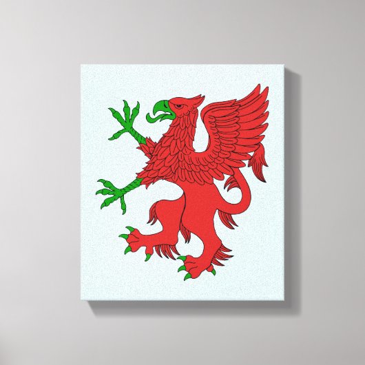 Griffin in rood en groen canvas afdruk (Voorkant)