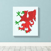 Griffin in rood en groen canvas afdruk (Insitu (Houten vloer))