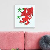 Griffin in rood en groen canvas afdruk (Insitu (Woonkamer))