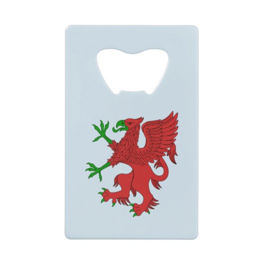 Griffin in rood en groen creditkaart flessenopener (Voorkant)
