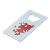 Griffin in rood en groen creditkaart flessenopener (Achterkant Gekanteld)