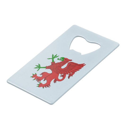 Griffin in rood en groen creditkaart flessenopener (Achterkant Gekanteld)