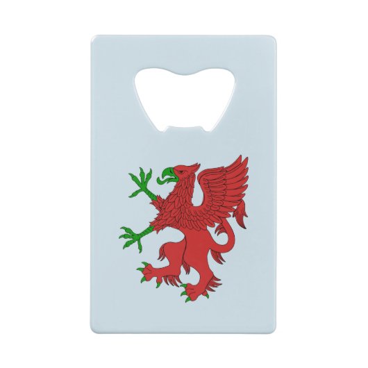 Griffin in rood en groen creditkaart flessenopener (Achterkant)